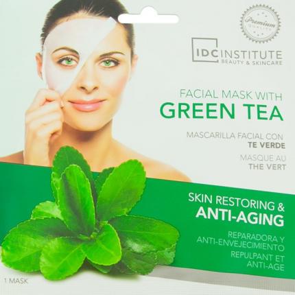 Masque en tissue pour le visage au Thé vert - relaxant et rafraîchissant